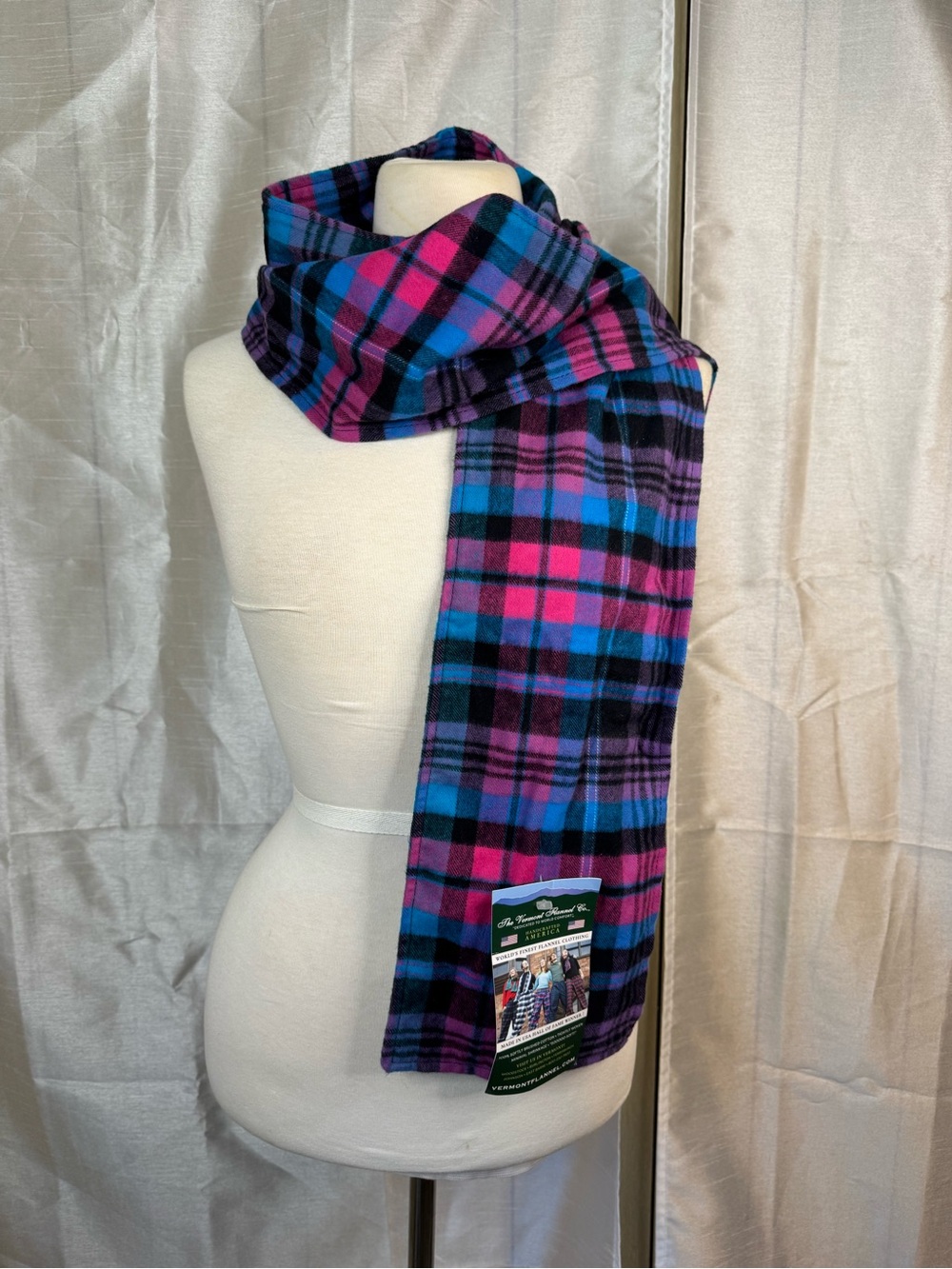 Plaid Flannel Scarf in Pink and Blue